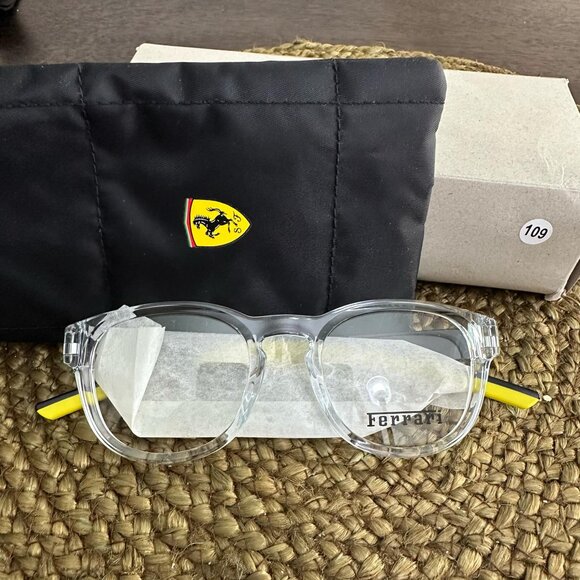 Ferrari Accessories - Unisex Ferrari Clear Lens Yellow/Black Detail Glasses FZ8021U